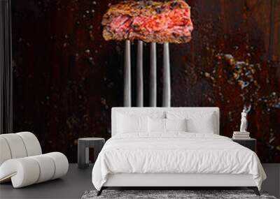 piece of steak on a fork Wall mural