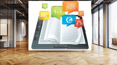 e-learning concept - electronic book - vector Wall mural