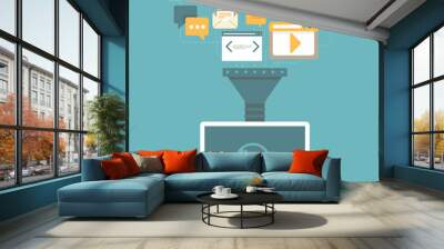 Vector digital marketing concept in flat style Wall mural