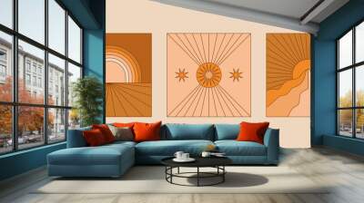 Vector illustration in simple linear style - design templates - hippie style Wall mural