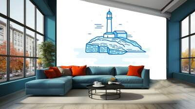 Vector illustration in trendy flat linear style - natural landsc Wall mural