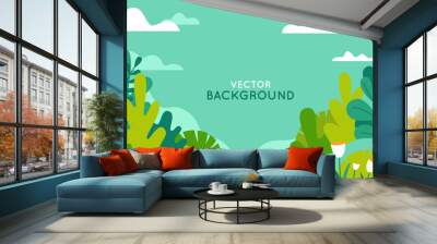 vector illustration in trendy flat simple style - spring and summer background with copy space for t Wall mural