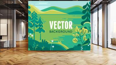 vector illustration in trendy flat style - background with copy space for text - plants, trees, leav Wall mural