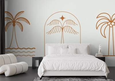 Vector logo design template with palm tree - abstract summer and vacation badge and emblem for holiday rentals, travel services, tropical spa and beauty studios Wall mural