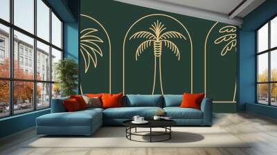 Vector logo design template with palm tree - abstract summer and vacation badge and emblem for holiday rentals, travel services, tropical spa and beauty studios Wall mural