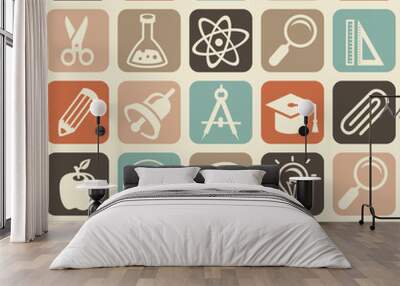 Vector seamless pattern with education icons Wall mural