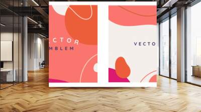 Vector set of abstract creative backgrounds in minimal trendy style with copy space for text - Wall mural