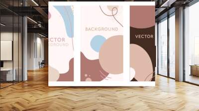 Vector set of abstract creative backgrounds in minimal trendy style with copy space for text - design templates for social media stories and bloggers Wall mural