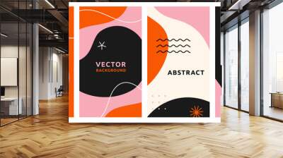 Vector set of abstract creative backgrounds in minimal trendy style with copy space for text - design templates for social media stories - simple, stylish and minimal wallpaper designs Wall mural