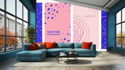 Vector set of abstract creative backgrounds in minimal trendy style with copy space for text - design templates for social media stories - simple, stylish and minimal wallpaper designs Wall mural