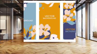 Vector set of abstract creative backgrounds in minimal trendy style with copy space for text - design templates for social media stories Wall mural