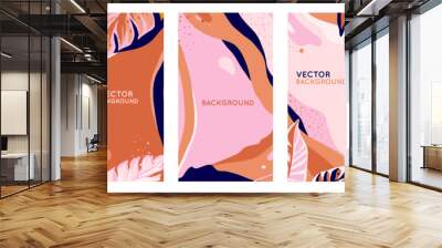 Vector set of abstract creative backgrounds in minimal trendy style with copy space for text - design templates for social media stories Wall mural