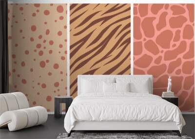 Vector set of abstract creative backgrounds in minimal trendy style with copy space for text with leopard print Wall mural