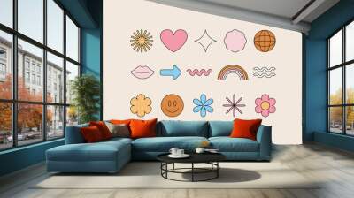 Vector set of design elements, patches and stickers with copy space for text - abstract background elements Wall mural