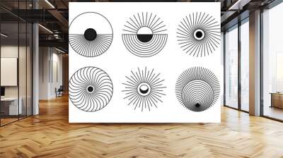 Vector set of design elements and illustrations in simple minimalist linear style - abstract forms and shapes, wall art prints, minimalistic geometric posters Wall mural