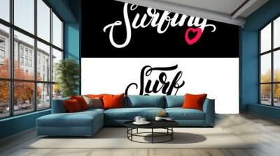 Collection of two tee print for surf girl. Wall mural