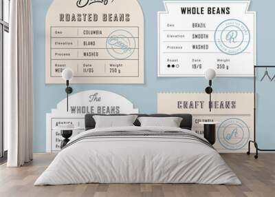 Retro vintage coffee beans label set. Wall mural