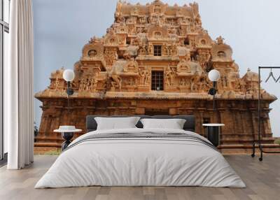 Entrance of Thanjavur Brihadisvara temple Tower Gopuram in Tanjore Tamilnadu India Wall mural