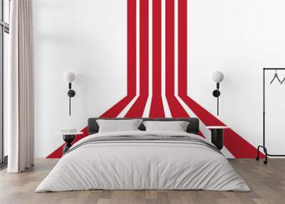 Red Perspective Lines in the White background wallpaper Wall mural