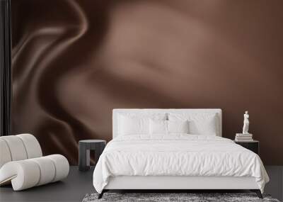 Close-up texture of Chocolate color silk. Dark brown fabric smooth texture surface background. Smooth elegant brown silk in Sepia toned. Texture, pattern, template. 3D vector illustration. Wall mural