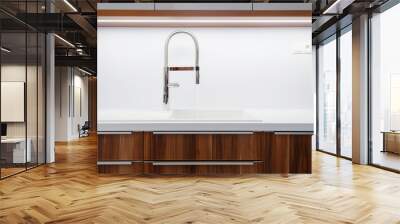 a closeup of a sink with tap in contemporary kitchen Wall mural