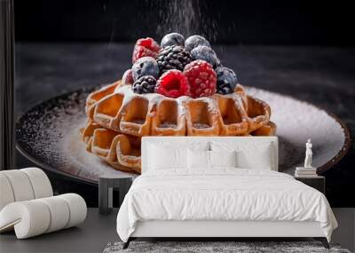 Capture the essence of Liège Waffle in a mouthwatering food photography shot Wall mural