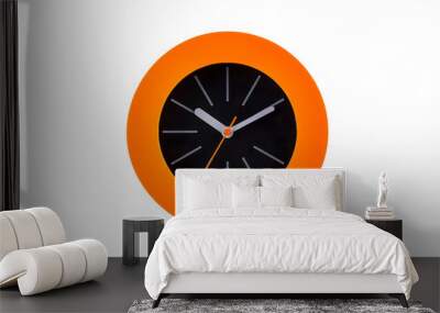 Modern orange clock isolated on white background Wall mural