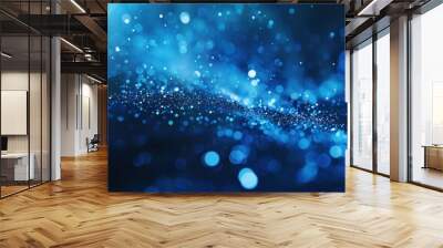  Abstract dark blue digital background with sparkling blue light  Wall mural