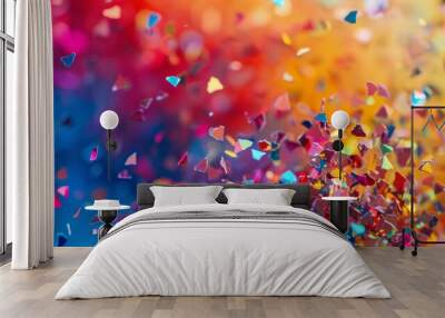 Abstract multicolored background with small falling pieces, vibrant and colorful, artistic and dynamic Wall mural