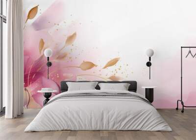 beautiful pink flower pattern luxurious marble texture rose flower background for celebration Leave space to enter text. Wall mural