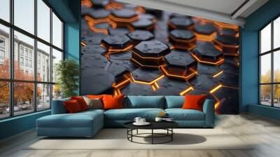 Blockchain technology with hexagonal patterns Wall mural