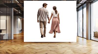 couple walking hand in hand conveys love and romance. isolated on a transparent background. Wall mural