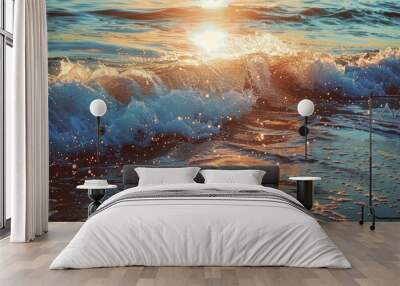 Midday sun creating glittering reflections on ocean waves Wall mural