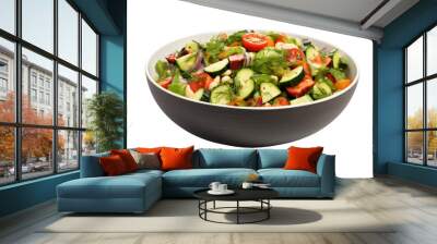 mixed vegetable salad in bowl isolated on transparent background. Wall mural