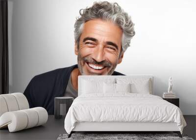 photograph of Middle-aged man making jokes Warm, Isolated on white background Wall mural