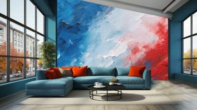 Red and blue abstract oil paint grunge background. Wall mural