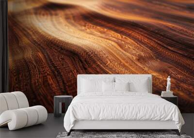 Smooth polished wood surface with rich brown hues Wall mural