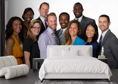 Team of diverse professionals smiling and posing together Isolated on white background Wall mural