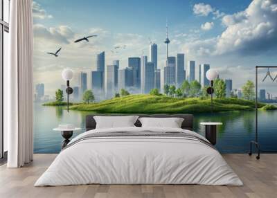 The importance of sustainability in combating climate change, focusing on renewable energy sources and reducing the carbon footprint Wall mural