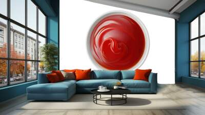 Top view. Collection of ketchup or sauce in bowls isolated on transparent background. Wall mural