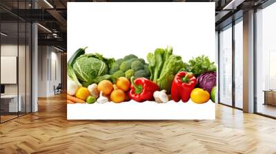 Various fresh vegetables and fruits isolated on transparent background. PNG file. Wall mural