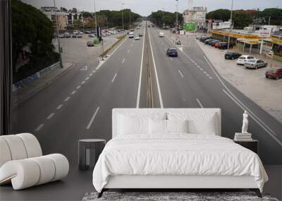 Highway of Barcelona in Castelldefels. Spain. Aerial view Wall mural