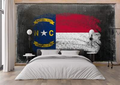 flag of us state of north carolina on blackboard painted with ch Wall mural