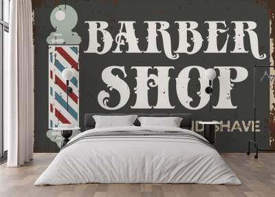 barber shop haircuts shave retro sign barberpole Wall mural