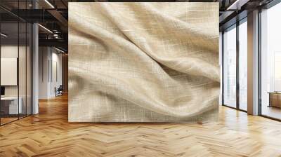 Beige linen fabric texture with soft folds and natural light for design concepts Wall mural