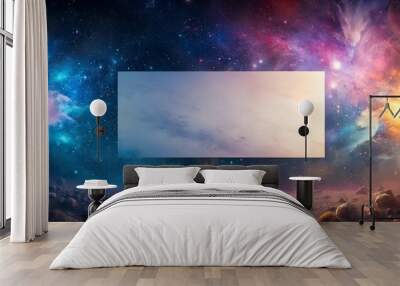 Cosmic nebula background with a blank rectangular space for text and creative use copy space Wall mural