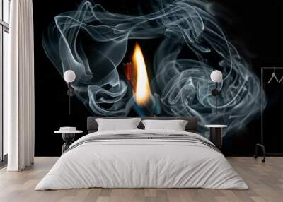 a match with fire and smoke Wall mural