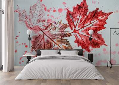 artistic image - imprints of leaves - Graphics - monoprint Wall mural