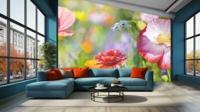 summer meadow with red poppy Wall mural