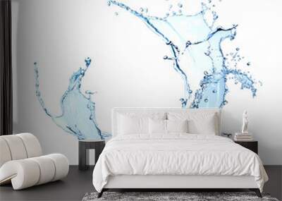 blue water splash isolated on white background Wall mural